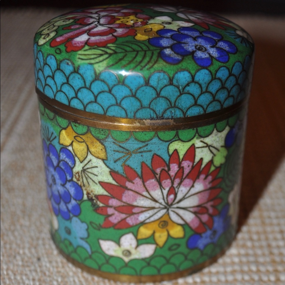 SOLD Antique Enamel Tea Jar